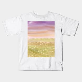 Purple and green abstract landscape Kids T-Shirt